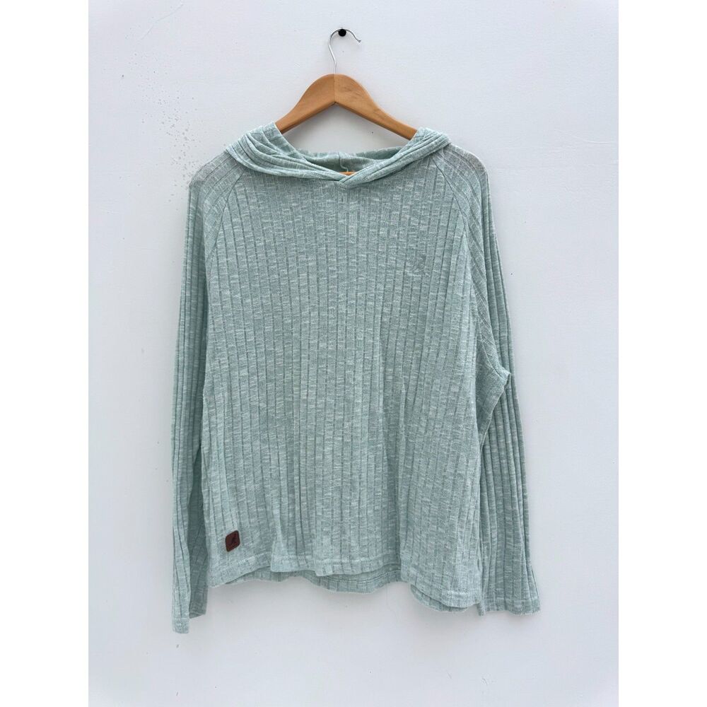 Kangol Sage Green Ribbed Knit Hooded Long Sleeve Top Men's XL